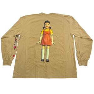 Emotionally Unavailable Netflix Squid Game Long Sleeve Shirt Tan XXL Graphic Tee